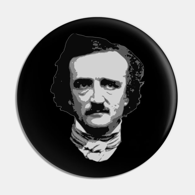 Edgar Allan Poe Black and White Pin by Nerd_art