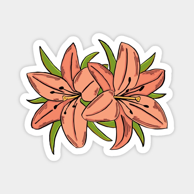 Orange Flowers Magnet by Katherine Montalto