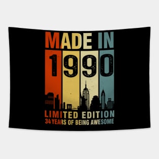 Made In 1990 34th Birthday 34 Years Old Tapestry