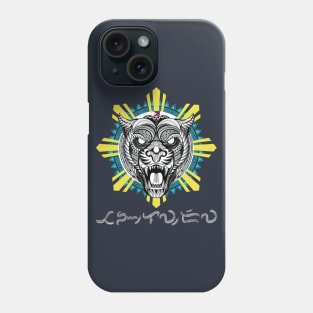 Philippine Sun Tribal line Art Tiger / Baybayin word Tanglaw-diwa (Guiding light) Phone Case