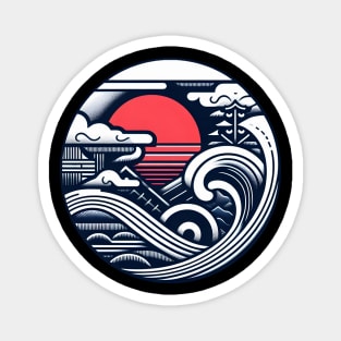 The Sun and wave Japanese ambiance Magnet