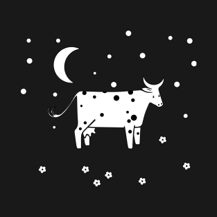 White Dairy Cow Starry Night T-Shirt