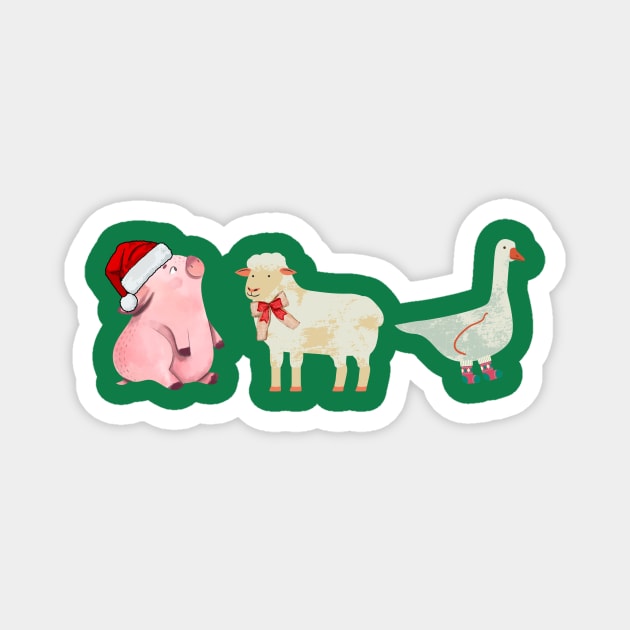 Farm Animal Christmas Magnet by WildenRoseDesign