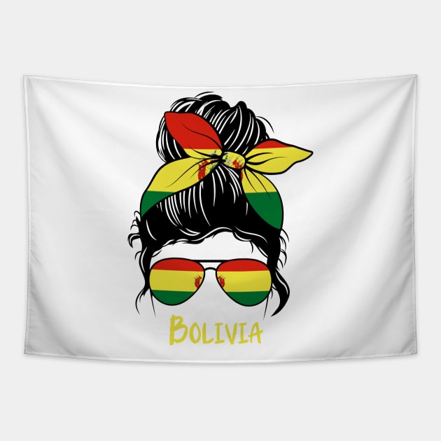 Bolivian Girl, Bolivian girlfriend, Bolivia Messy bun Tapestry by JayD World