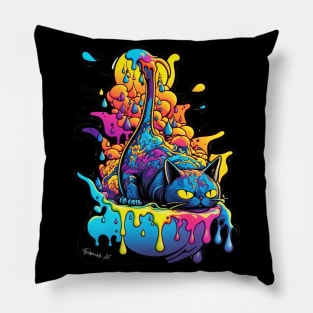 Colorful melting Cat design #2 Pillow