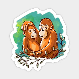 Monkey Hugs Magnet