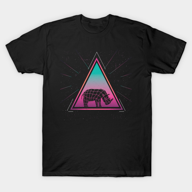 Discover Colorful Rhinoceros Geometrical Rhino Triangle Retro Style design - 70s - T-Shirt