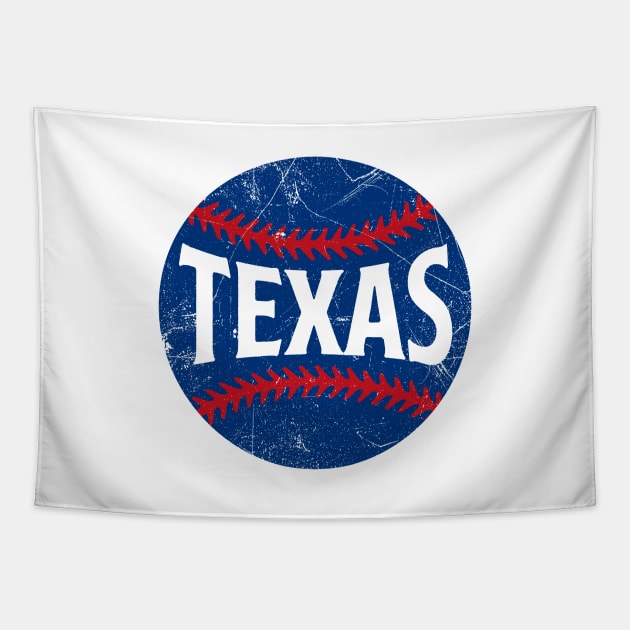 Texas Retro Baseball - White Tapestry by KFig21