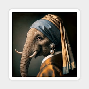 Wildlife Conservation - Pearl Earring Elephant Meme Magnet