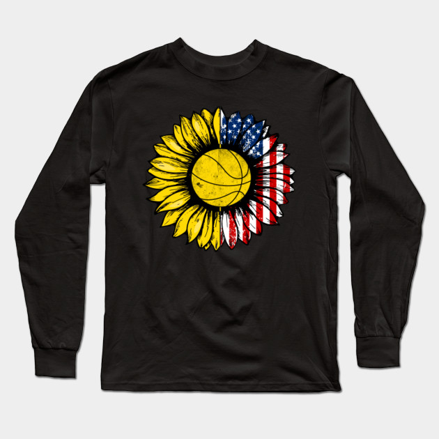 Sunflower American Flag Basketball Lover Gifts 4th Of July