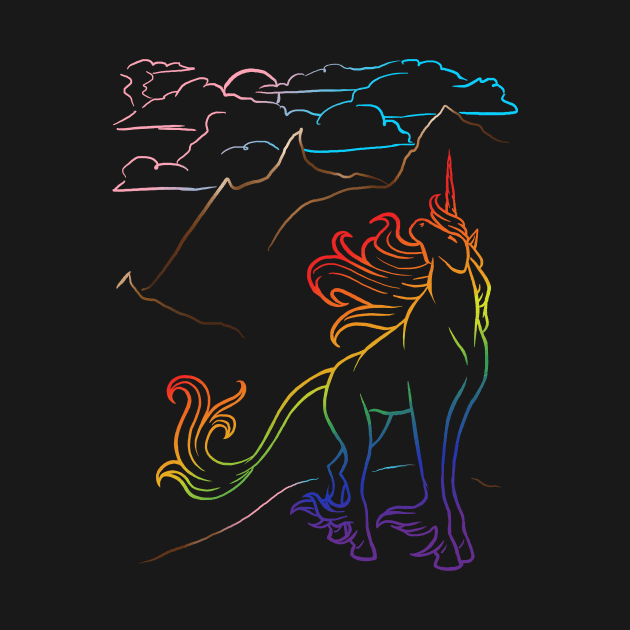 Pride Mountain Unicorn Lineart by Bardic Cat