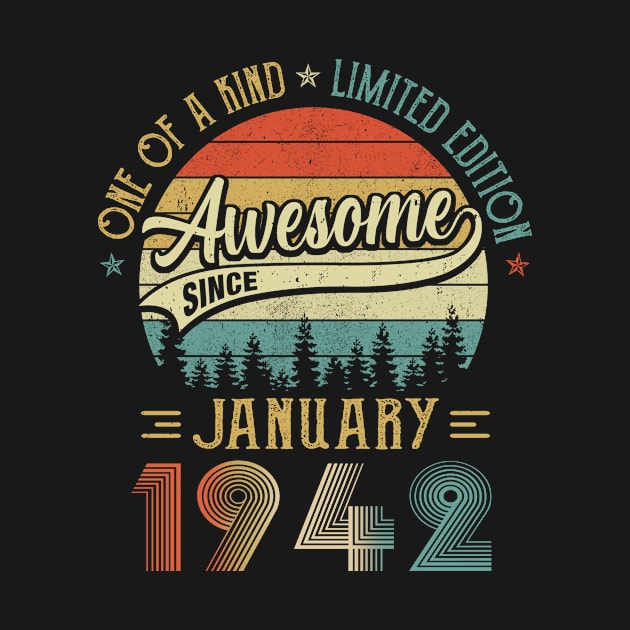 January 1942 Vintage 80 Years Old Retro 80th Birthday by Marks Kayla