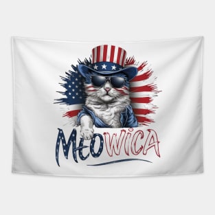 Patriotic Shirazi cat 4th of July Kids American Flag Girls Meowica Tapestry