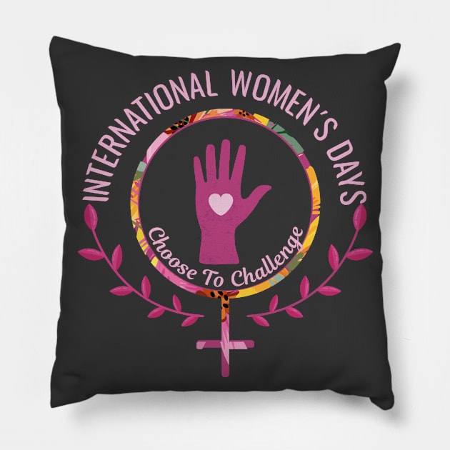 International Women's Day 2021 Choose To Challenge #IWD2021Feminism Pillow by Shop design