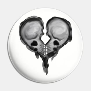 Dripping Skull and Heart Pin