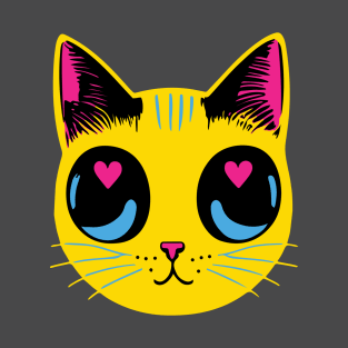 Pansexual Pride Cat - Heart Eyes T-Shirt T-Shirt