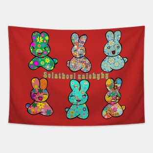 Colorfull Ukrainians bunnies "Sviatkovi zaichyky" Tapestry