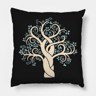 Lone Colorful Swirling Abstract Tree with Fruit Leaves Pillow