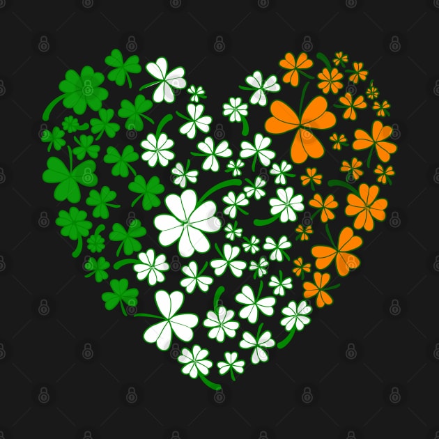 Ireland Lover and Fan Irish Flag Heart Shamrocks by Mewzeek_T