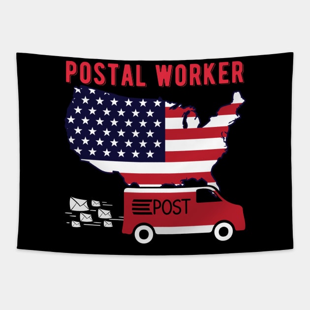 Patriotic postal worker American Flag Tapestry by FabulousDesigns