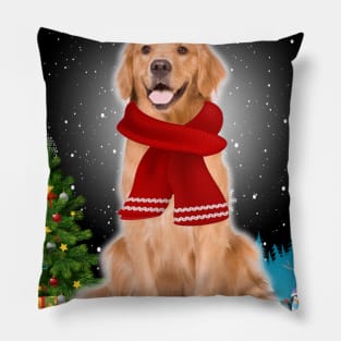 Funny Golden Retriever Christmas T-shirt Pillow