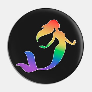 Rainbow mermaid silhouette Pin