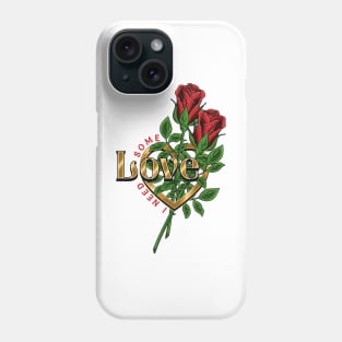 Two roses in golden heart Phone Case