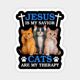 Jesus is My Savior Cat are My Therapy Faith Christ Kitten Magnet