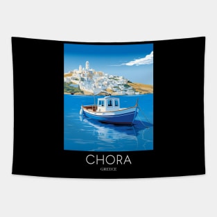 A Pop Art Travel Print of Chora Andros Island - Greece Tapestry