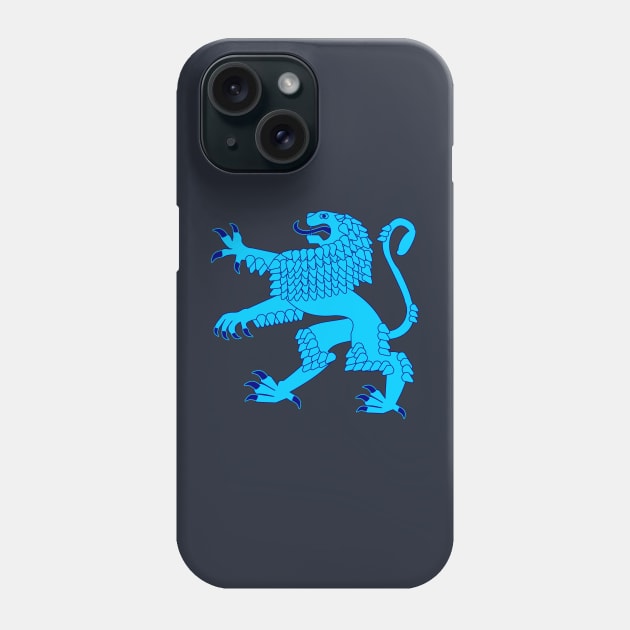 Heraldic Rampant Lion (Azure Blue) Phone Case by PabloDeChenez