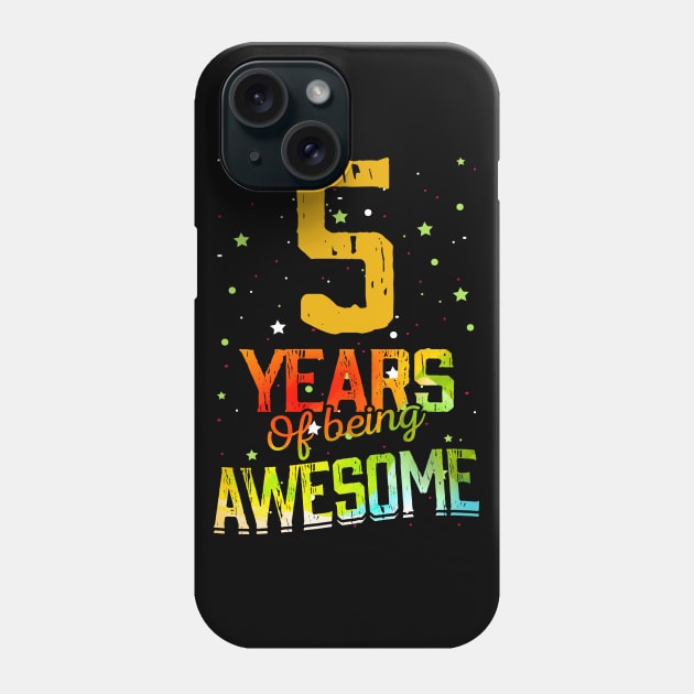 5th Birthday Girl Gift Vintage Retro 05 Years Of Being Awesome Gifts Funny 5 Years Old Boys Kids Phone Case by nzbworld