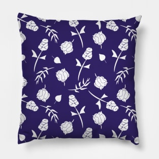 Pretty Dark Purple and White Roses Floral Pattern Pillow