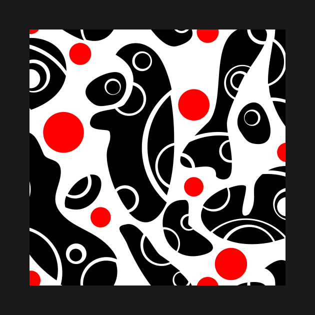 Whale Sonics Black and Red on White by ArtticArlo