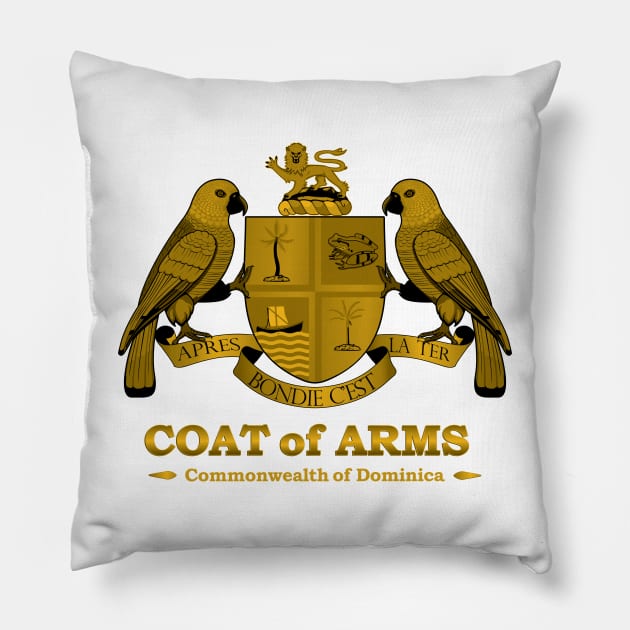 Dominica Coat of arms Black Pillow by IslandConcepts