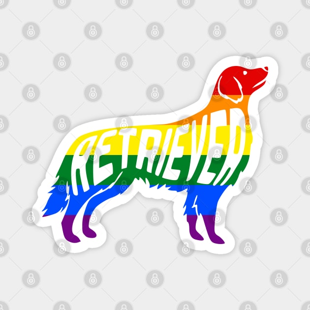 Rainbow Golden Retriever Pride - Pride Month - LGBT Gifts - Pride Flag Retriever Magnet by Yesteeyear