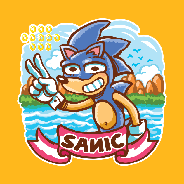 Cartoon Retro Hedgehog by dposhirts