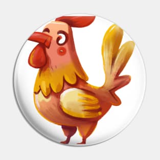 Cute Rooster Drawing Pin