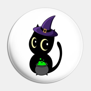 Cute Black cat is a witch Pin