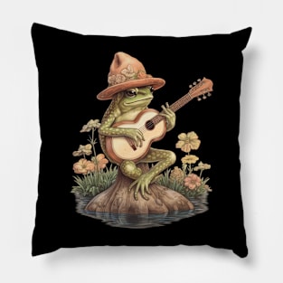 Cottagecore Aesthetic Frog Cute Vintage Pillow