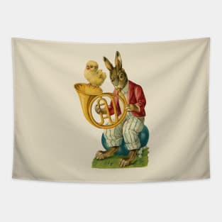 Vintage Easter Bunny French Horn Tapestry