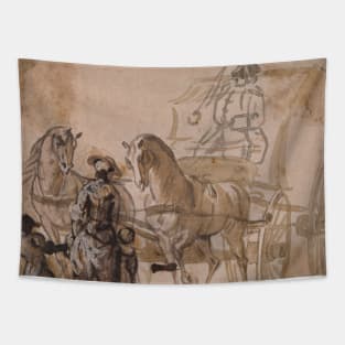 A Carriage and Pair, with Coachman by Paul Sandby Tapestry