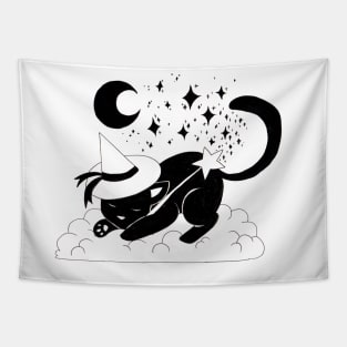 Sleepy Wizard Kitty Tapestry