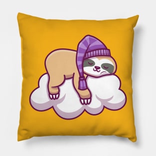 Cute Sloth Sleeping On Cloud Pillow