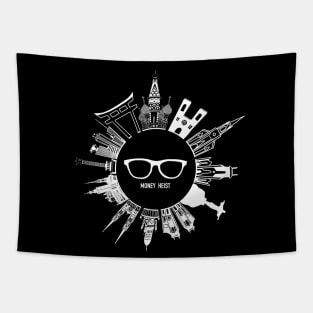 Money Heist Cities - White Version Tapestry