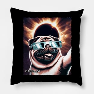 Celestial Pug Eclipse: Trendy Tee for Pug Enthusiasts and Eclipses Pillow