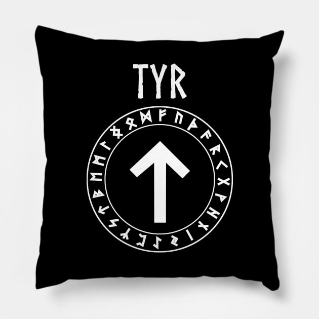 Tyr Norse God Tiwaz Rune Pillow by AgemaApparel