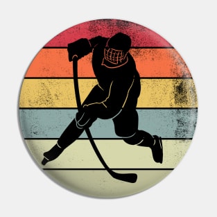 Retro Sunset Hockey Player Gift Pin