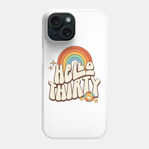 Retro Hello Thirty 30th Birthday Wavy Words Phone Case by Way Down South