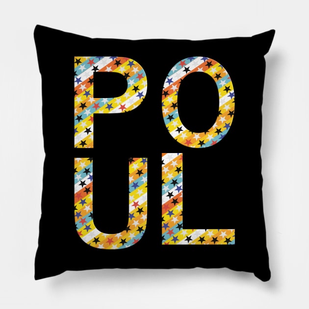 Poul, name, typography Pillow by Furashop