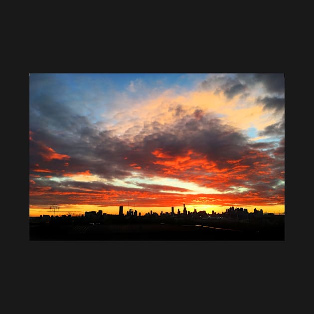 Melbourne Skyline at sunset by rozmcq